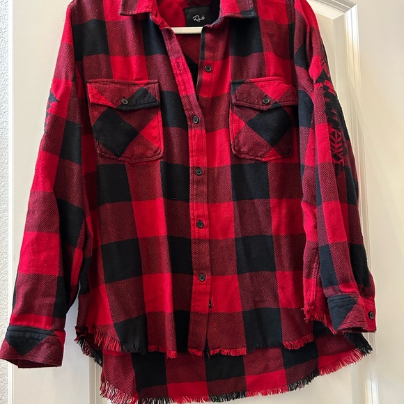 RAILS Larsson Embroidered button down in crimson jet. Tribal. Buffalo check. EUC - Picture 6 of 13